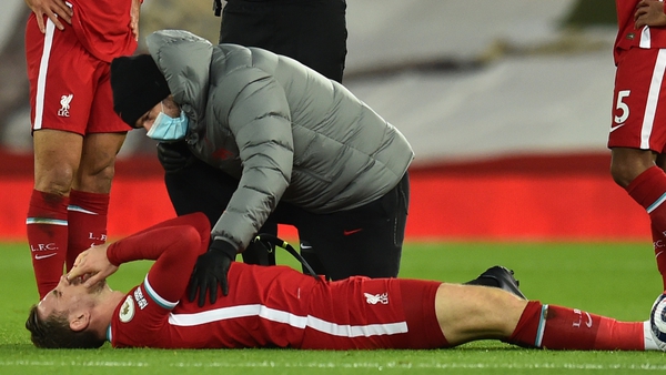 Henderson suffered the injury in the Merseyside derby defeat