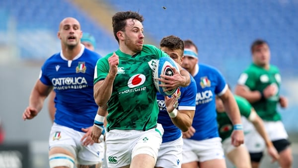 Hugo Keenan races away for Ireland's second try