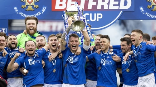 St Johnstone's Jason Kerr lifts the Betfred Cup