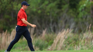 Rory McIlroy was one of a number of players who wore red and black in tribute to Tiger Woods