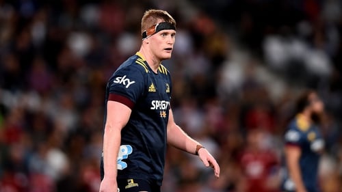 Jack Regan looks on during the round one Super Rugby Aotearoa match against Crusaders