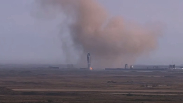 As seen on SpaceX video, the rocket appeared to have otherwise landed properly after its flight (Pic: SpaceX YouTube)
