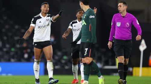Mario Lemina reacts after a Fulham goal against Tottenham on Thursday night was disallowed for handball
