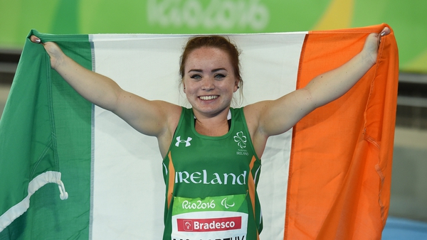 Niamh McCarthy celebrates after winning silver in Rio