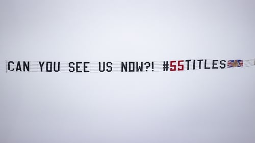 Rangers fans were quick to gloat by flying a message over Dundee