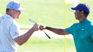 Bryson DeChambeau with Tiger Woods