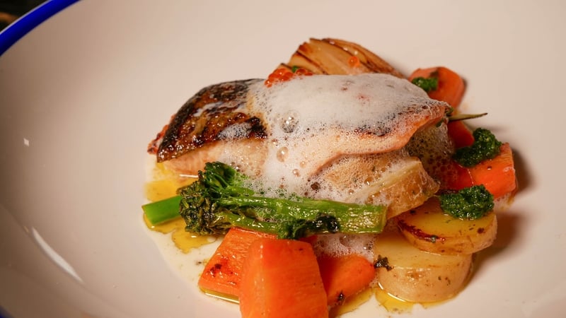 Kevin's rainbow trout with sautéed veg: Today