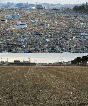 The debris has been cleared from a tsunami-hit area of Natori to allow farming to resume