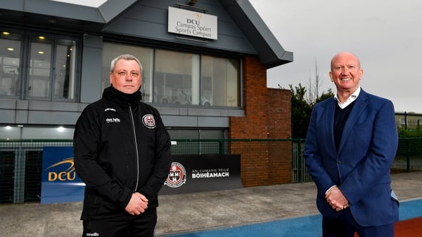 Bohemians manager Keith Long (L) and Ken Robinson, CEO DCU Sport, at the DCU Sport Centre