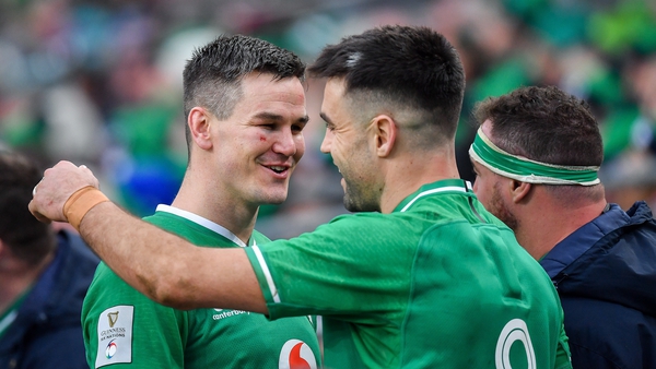 Johnny Sexton, left, with Conor Murray