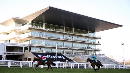Sir Gerhard ridden by Rachael Blackmore wins the Weatherbys Champion Bumper in front of an empty stand