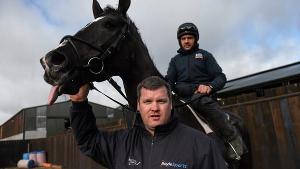 Gordon Elliott and Don Cossack, with Simon McGonagle up, at his stables back in 2016