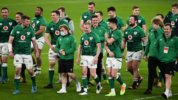 The Ireland squad were all smile at the end of the game