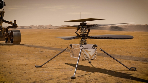 An illustration by NASA of the Ingenuity Mars Helicopter