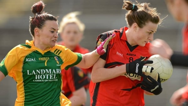 Clara Fitzpatrick wears the Down shirt in 2012 and battles with Leitrim's Lisa McWeeney