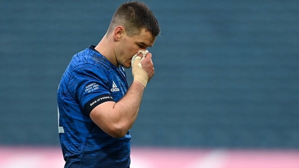 Johnny Sexton leaves the pitch during Leinster's win over Munster