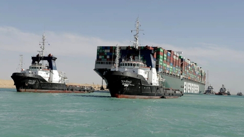 The MV Ever Given is being moved north for an inspection