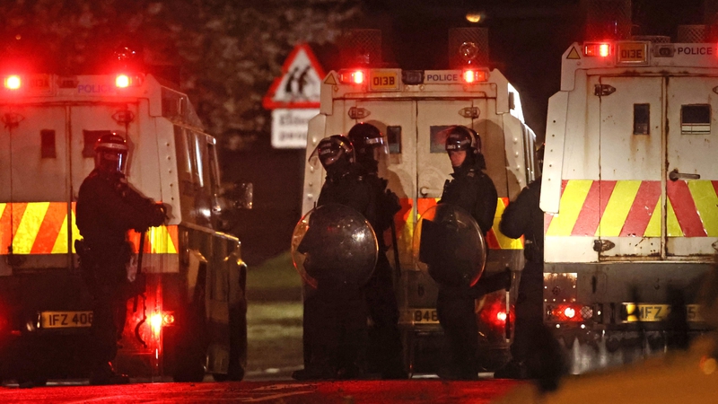 PSNI officers in Carrickfergus near Belfast last night following the unrest