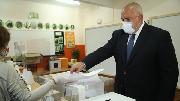 Bulgarian Prime Minister Boyko Borissov casts his ballot at a polling station