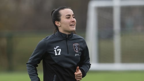 Niamh Farrelly in training with Glasgow City last month