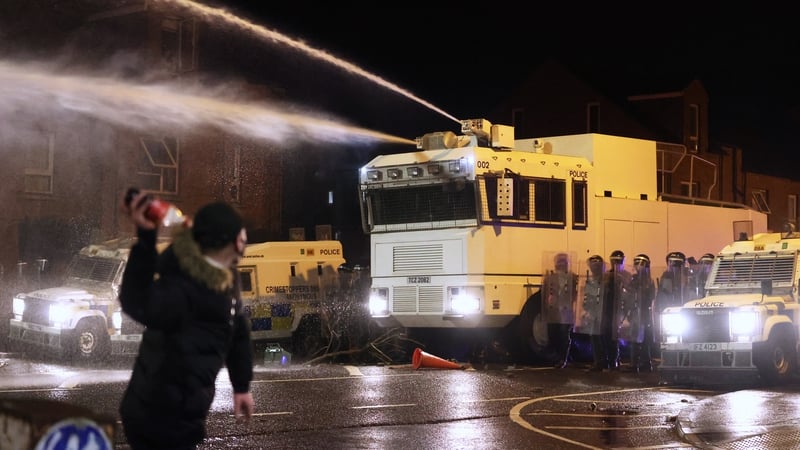 Water cannon was used to drive rioters back