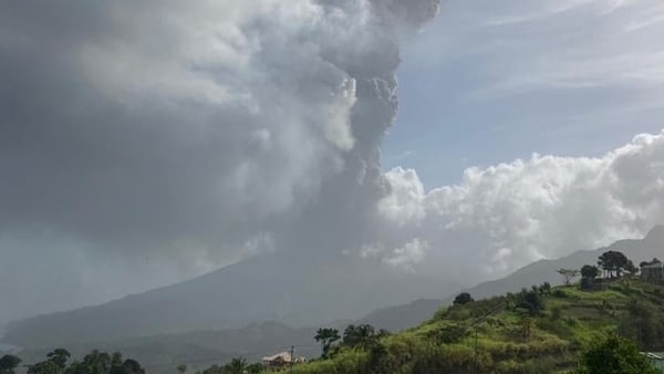 Eruption at La Soufriere volcano in St Vincent (pic: Twitter/ @News_784)