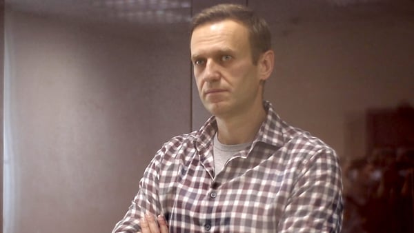 Alexei Navalny pictured during a court hearing in February