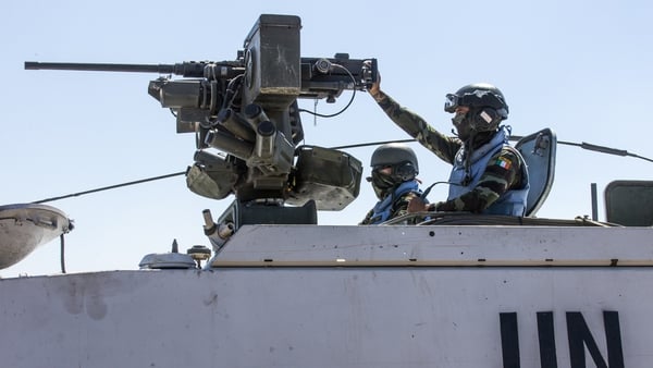 Irish members of the United Nations Disengagement Observer Force (UNDOF) in the Israeli-annexed Golan Heights in August 2014