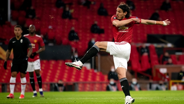 Edinson Cavani strikes for his first-half goal against Granada