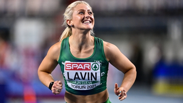 Sarah Lavin after setting yet another personal best in March at the European Indoors