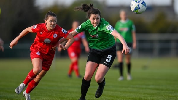 Emily Whelan and Della Doherty tussle for possession