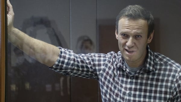 Alexei Navalny pictured during a court hearing in February