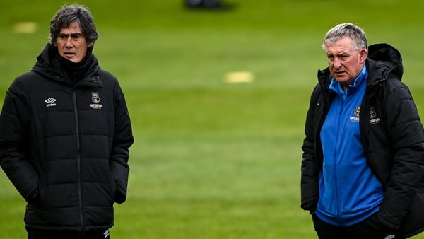 Waterford manager Kevin Sheedy (R) with his assistant Mike Newell