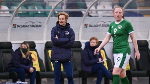 Ireland manager Vera Pauw and striker Amber Barrett
