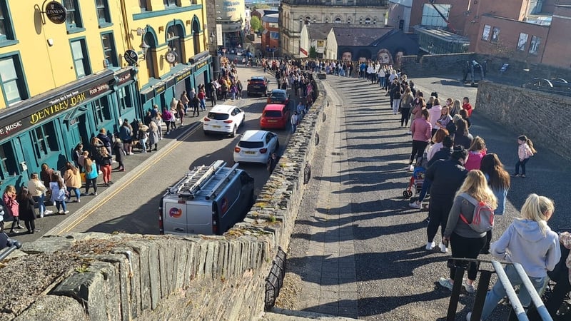Long queues as non-essential retail reopens in NI
