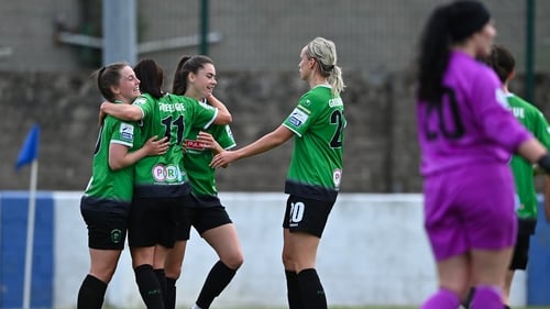Ryan-Doyle (l) was among the goals for Peamount United