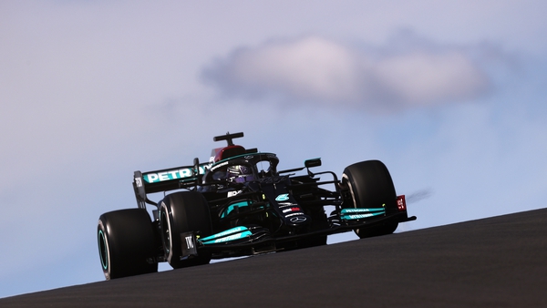 Lewis Hamilton in his Mercedes en route to winning in Portugal