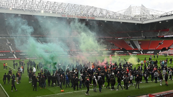 Supporters protest against Manchester United's owners, inside Old Trafford at the weekend