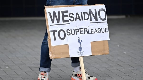 Tottenham fans protesting against the proposed Super League last year