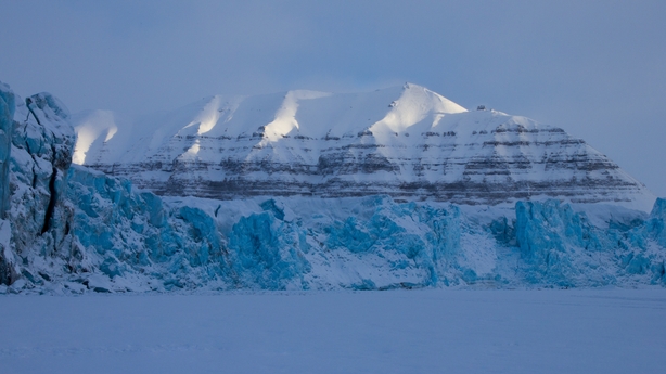 The edge of Tunabreen glacier meets a frozen sea surface, Svalbard pic: Noel Fitzpatrick