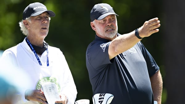 Darren Clarke working his way to an impressive 66 in the year's opening major