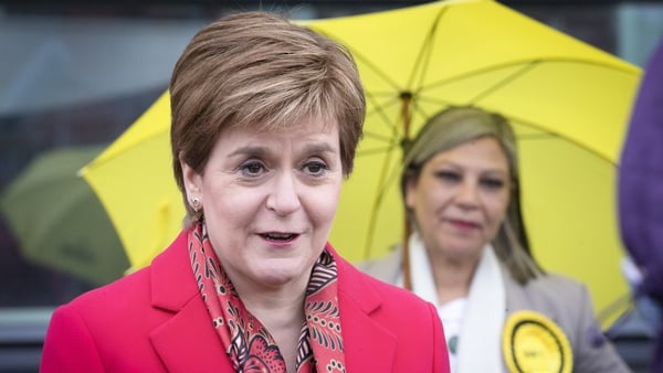 Nicola Sturgeon outside the Scottish Parliamentary Elections at the Emirates Arena, Glasgow today