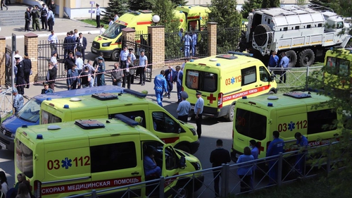Emergency and security services at the scene in Kazan
