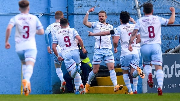 Dane Massey celebrates Drogheda's opening goal of the game