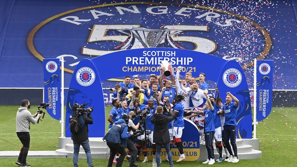 Rangers celebrate their title win at Ibrox