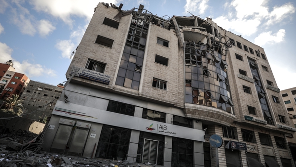 Israeli airstrikes hit the HQ of the Qatari Red Crescent Society in Gaza City today