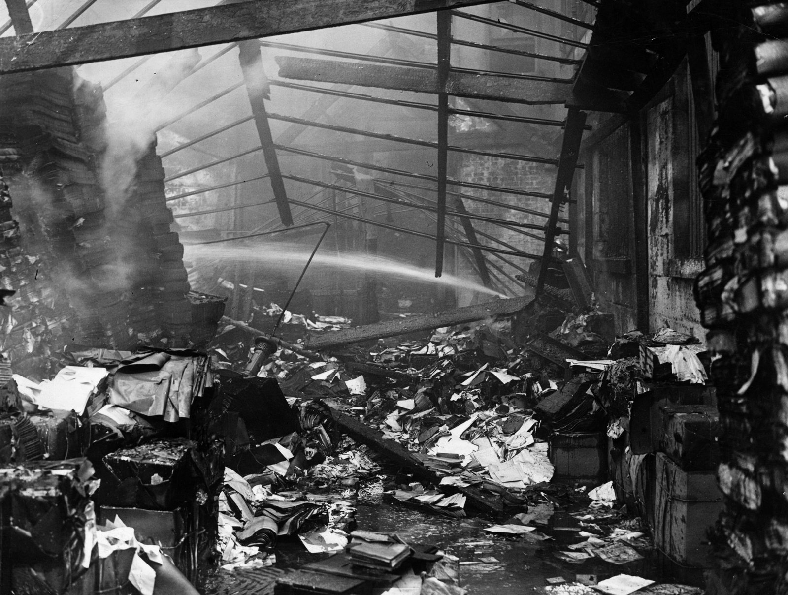 Image - The interior, destroyed in the fire, then soaked in water. Credit: Getty Images.