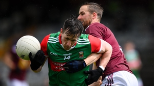 Mayo's Cillian O'Connor is tackled by Westmeath defender Kevin Maguire