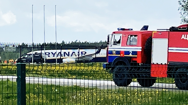 Ryanair Flight 4978 pictured while it was on the ground in Minsk