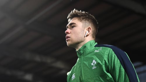 Jack Crowley before Ireland's U20 Six Nations match against Wales in February 2020